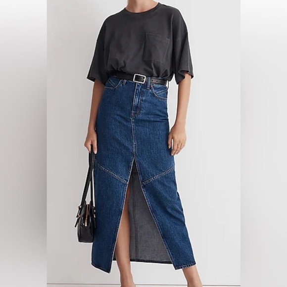 Denim Mid-Rise Maxi Skirt in Pineland Wash - Picture 1 of 12